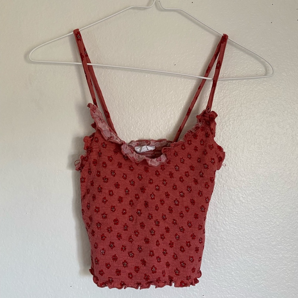 Pink/Reddish Floral Cropped Tank